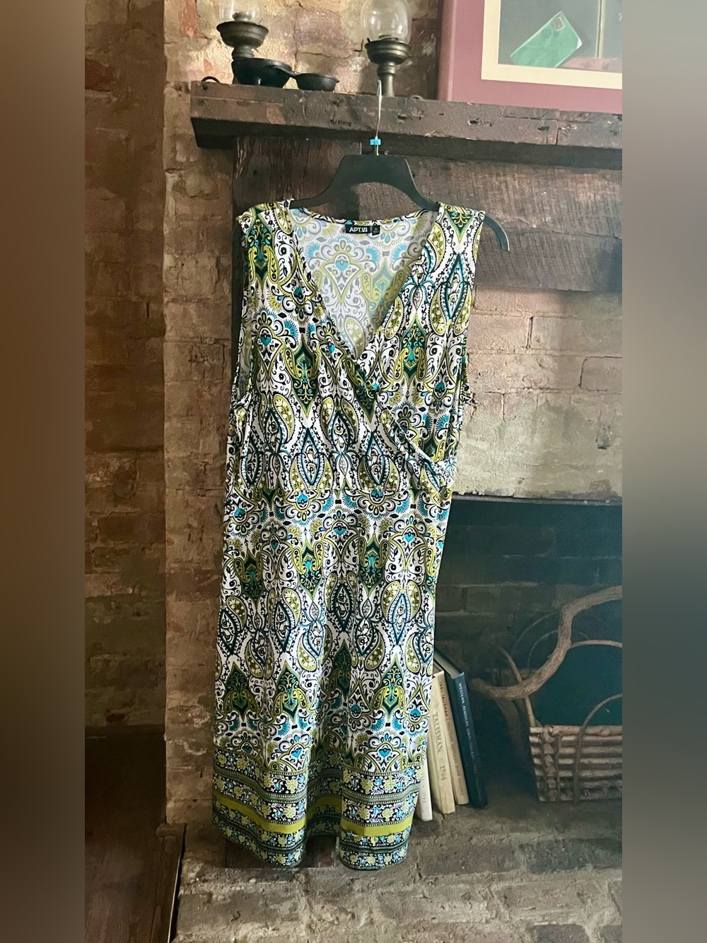Apt. 9 Sleeveless Paisley-Print Wrap Dress in Green, Blue and White